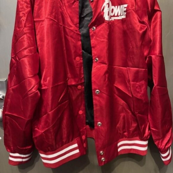 Retro David Bowie Rare Limited Edition Red Satin Bomber / Varsity Tour Jacket - Picture 9 of 16